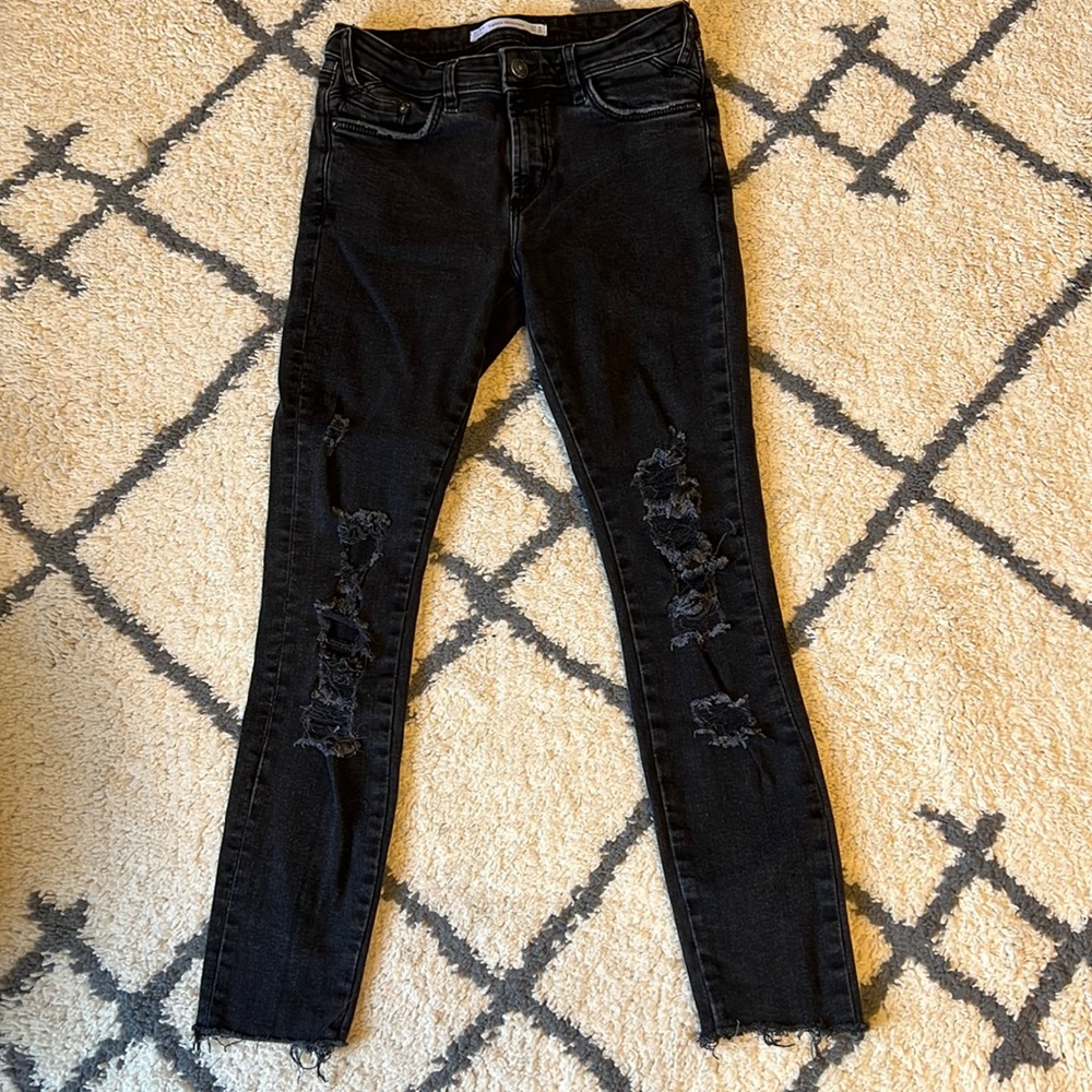 Zara black ripped jeans